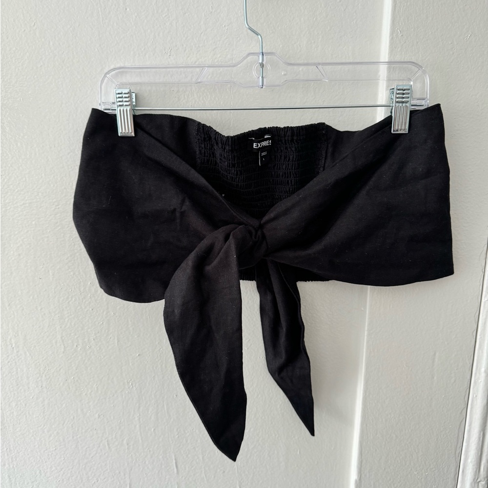 Strapless Black Top with bow